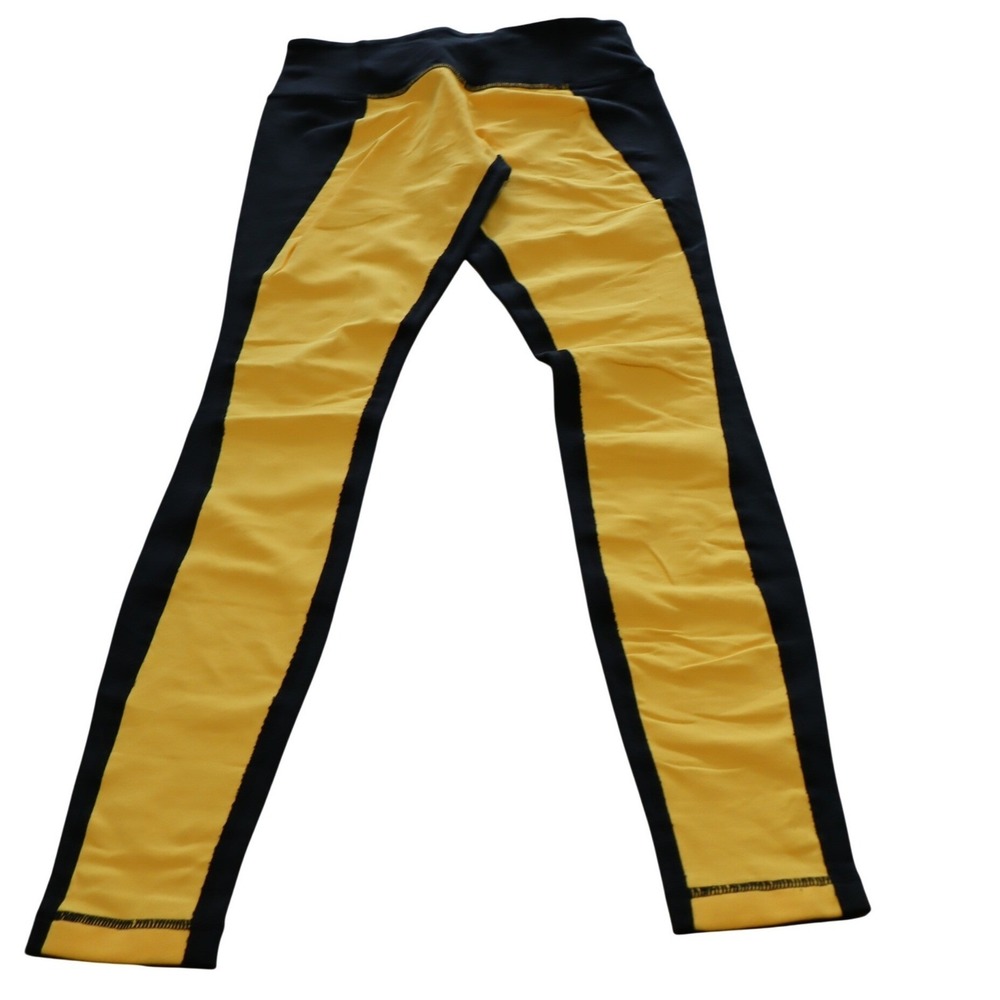 Lululemon Wunder Under Leggings Navy Blue Yellow Colorblock Yoga Pants Size 4 - Picture 2 of 7